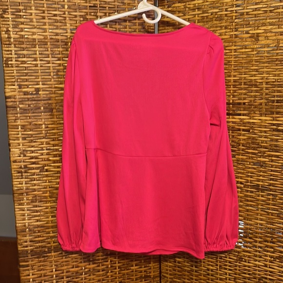 😊5/10 Ava & Viv Pink Long Sleeve Sweetheart Neck Tie Front Blouse 3X - Picture 7 of 8